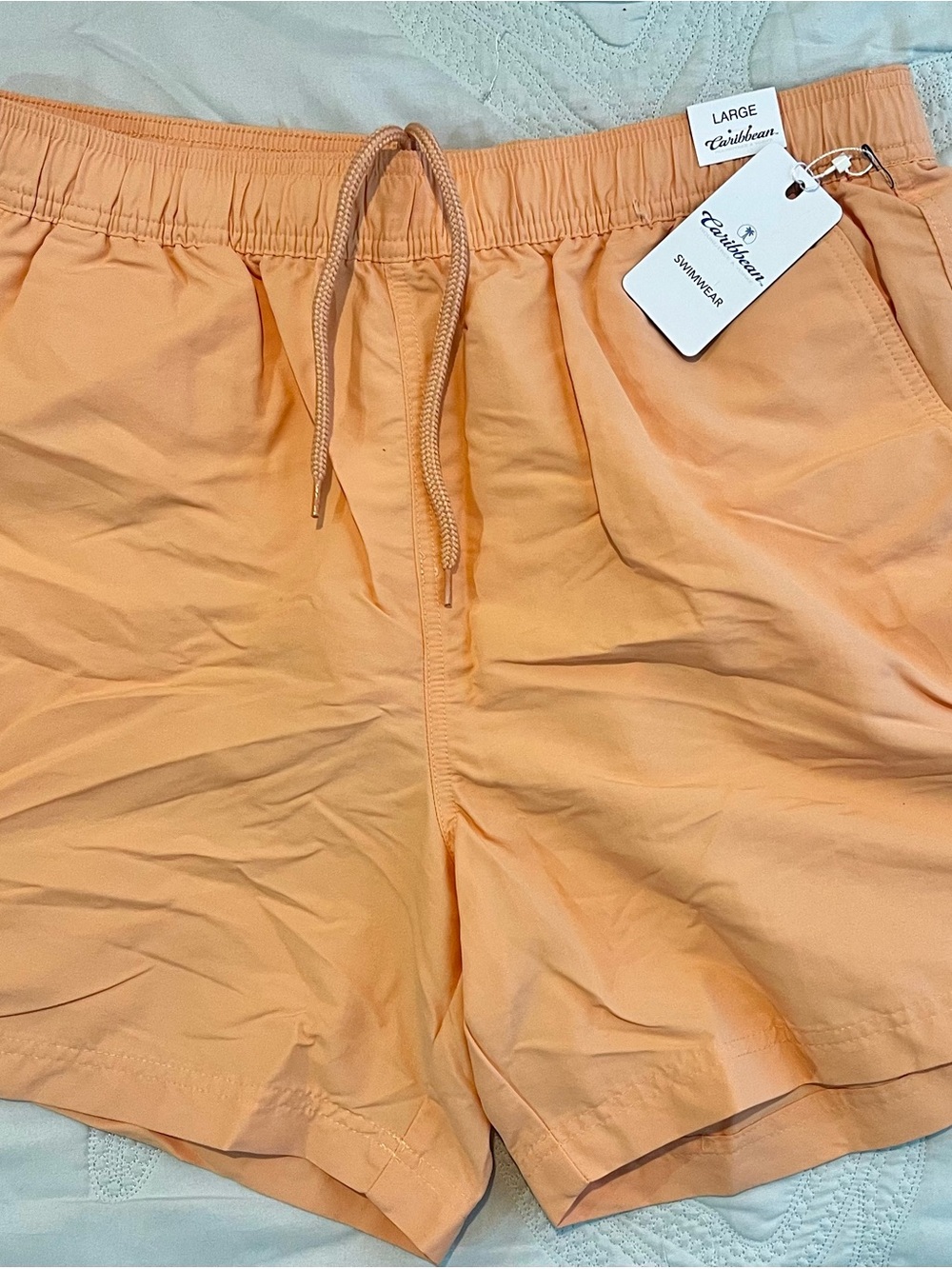 Caribbean Men's Peach-Orange Swim Athletic Shorts
